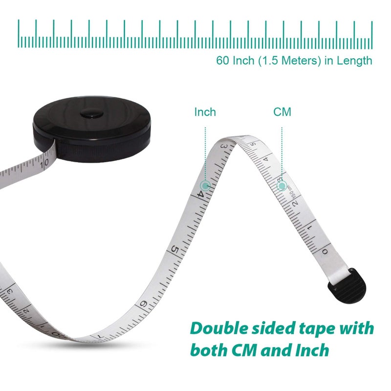 RayTour Measuring Tape for Body 60 Inch 150cm Body Tape Measure Waist Measuring Tape Tailor Cloth Fabric Measurement Tape - Image 3